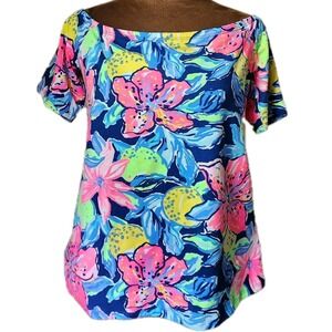 NWT Lilly Pulitzer Keira Off‎ the Shoulder Top Size Medium Colorful Lightweight